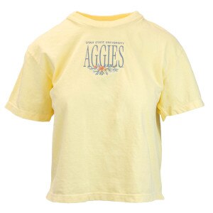 Women's Aggies Floral Embroidered Cropped T-Shirt